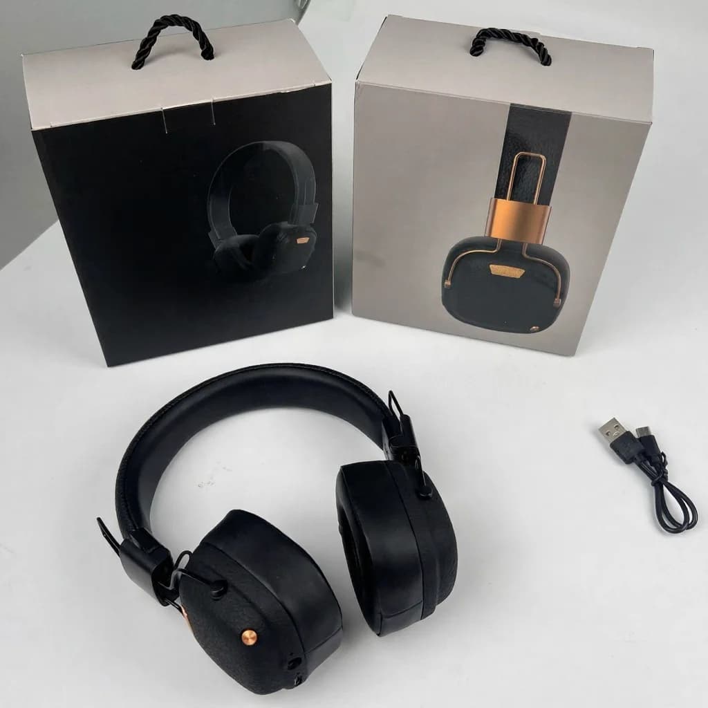 Retro over-ear Bluetooth-hodetelefoner med EQ-moduser og sammenleggbar design