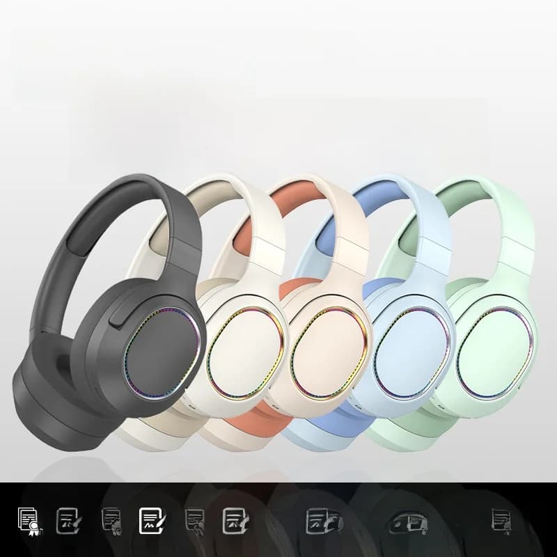 Trådløse Bluetooth-hodetelefoner med LED-lys og FM-radio