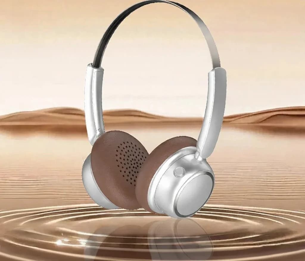 Retro trådløse Bluetooth-hodetelefoner med metallbøyle og lang batteritid