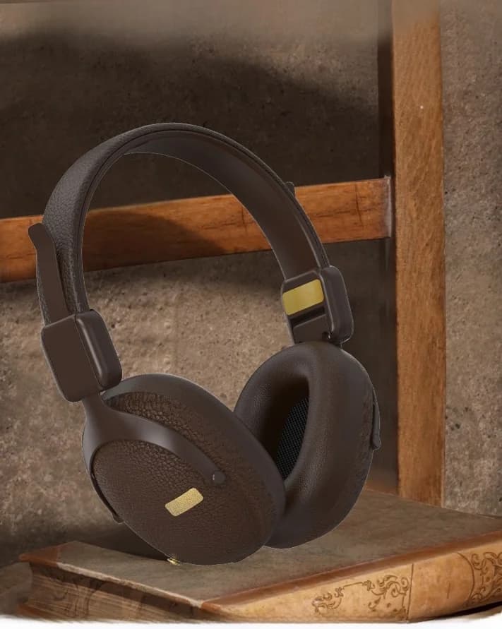 Retro trådløse over-ear-hodetelefoner med Bluetooth 5.4 og lang batteritid