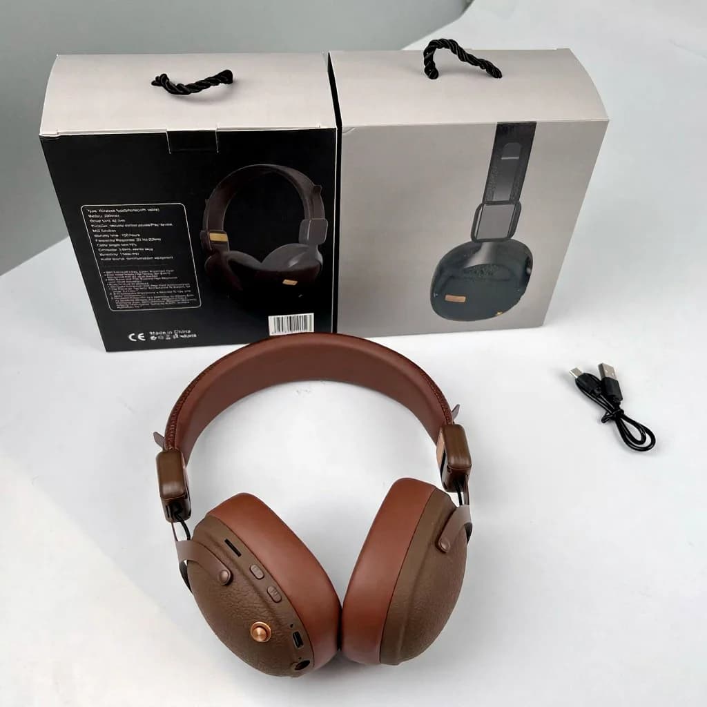 Retro trådløse over-ear-hodetelefoner med Bluetooth 5.4 og lang batteritid