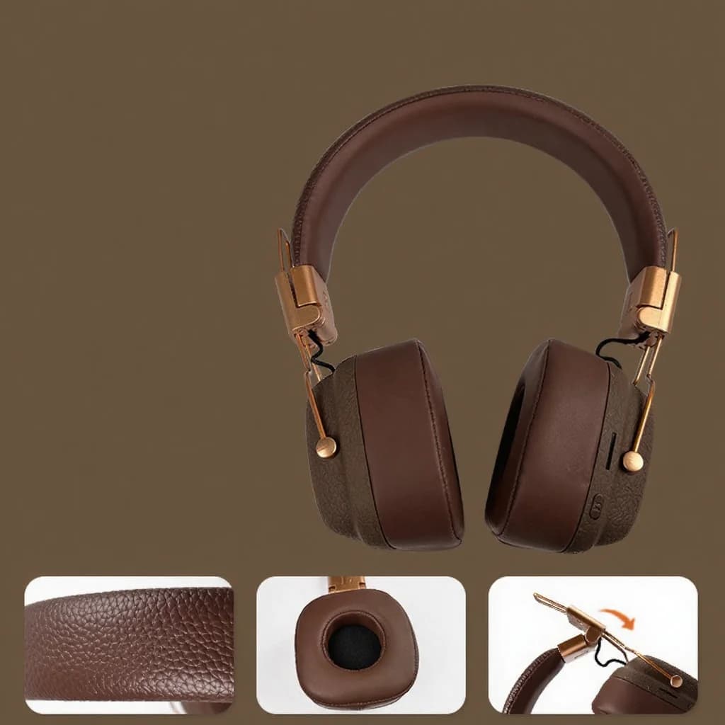 Retro over-ear Bluetooth-hodetelefoner med EQ-moduser og sammenleggbar design