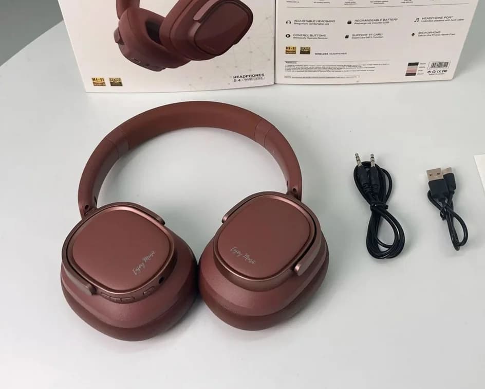 Retro trådløse hodetelefoner over øret med aktiv støydemping