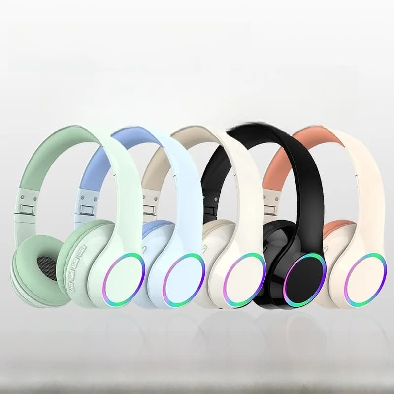 Trådløse Bluetooth-hodetelefoner med LED-lys og mikrofon