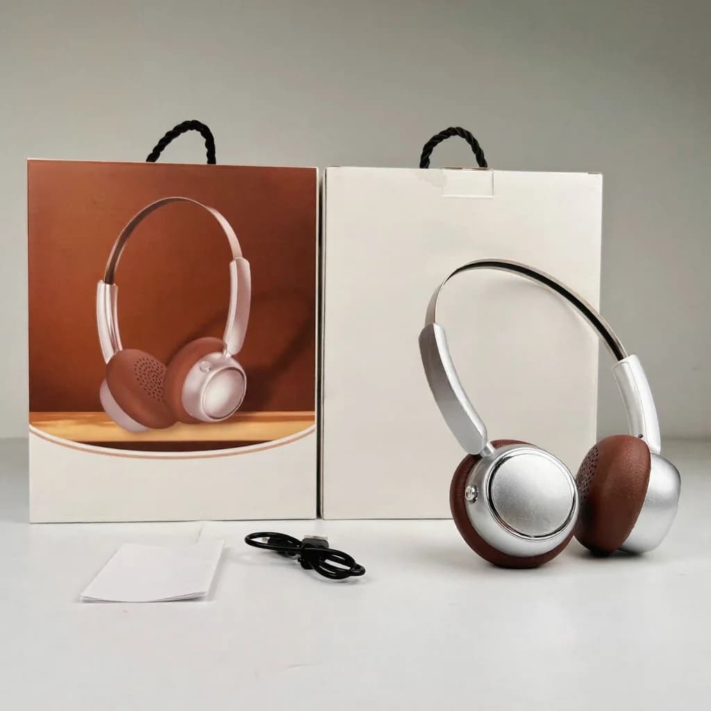 Retro trådløse hodetelefoner over øret med FM-radio og Bluetooth 5.4