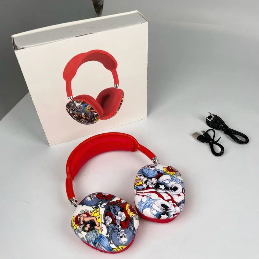 Graffiti Bluetooth-hodetelefoner over øret med FM-radio og TF-kortspor