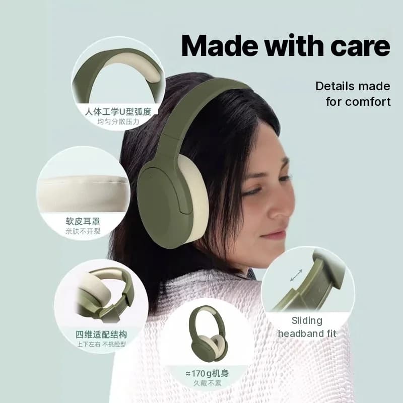 Trådløse Bluetooth-hodetelefoner over øret med FM-radio og lang batteritid
