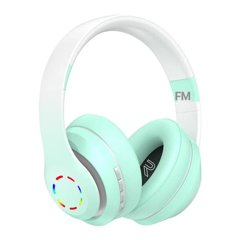 Trådløse over-øre hodetelefoner med LED-lys og FM-radio