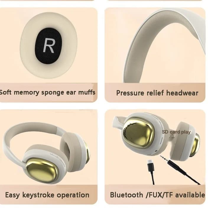 Trådløse over-ear-hodetelefoner med Bluetooth 5.3 og lang batteritid