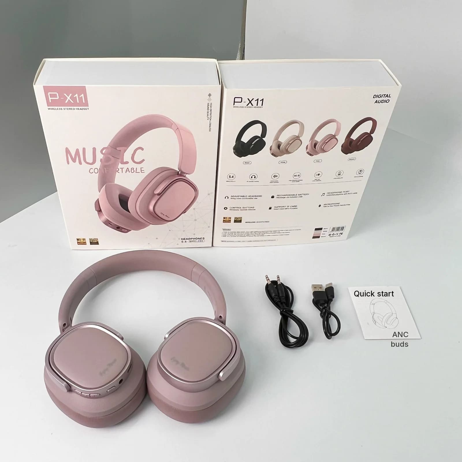 Retro Bluetooth-hodetelefoner over øret med aktiv støydemping