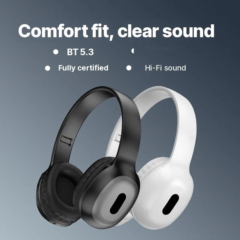 Over-ear Bluetooth-hodetelefoner med TF-kortspor og AUX-inngang