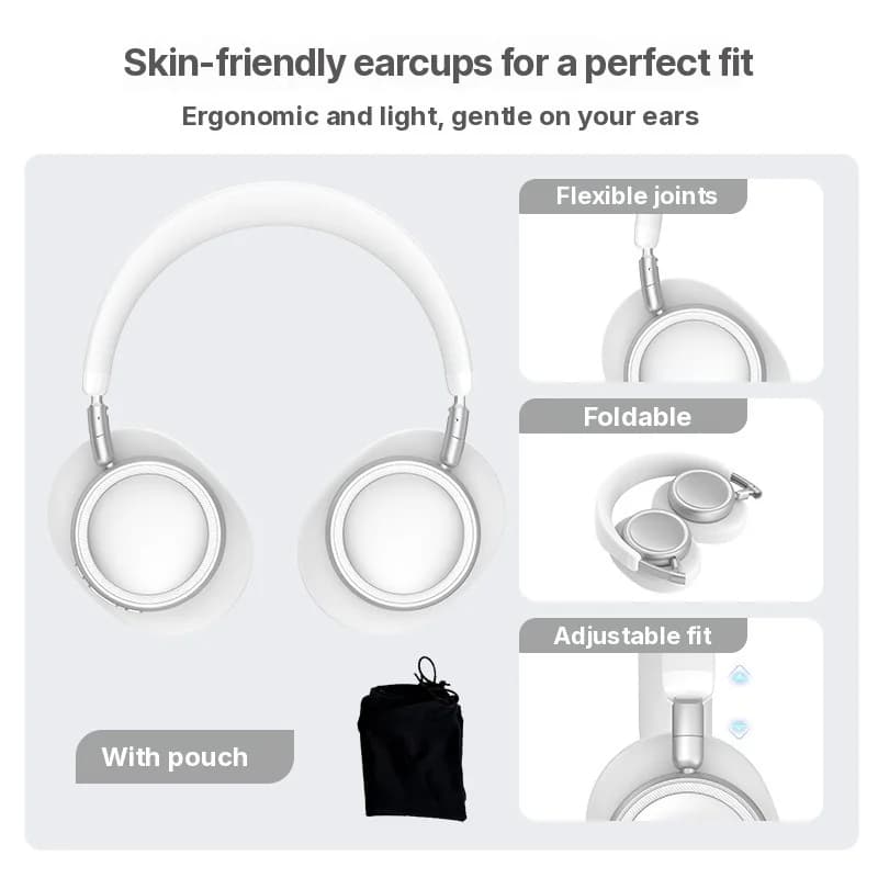 Over-ear trådløse Bluetooth-hodetelefoner med dyp bass og Type-C-lading
