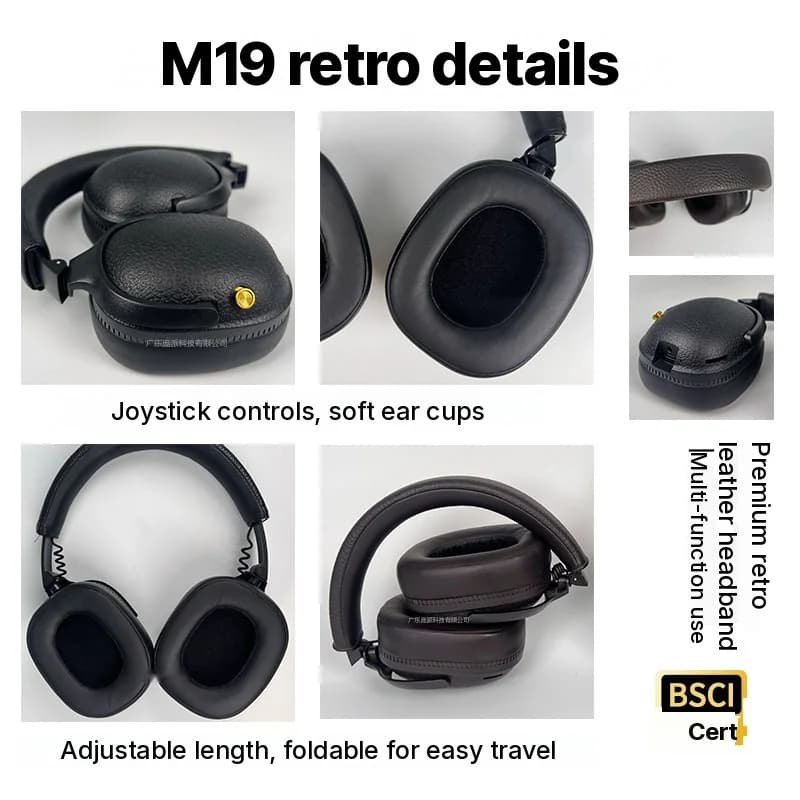 Retro over-ear Bluetooth-hodetelefoner, trådløst stereoheadset med mikrofon