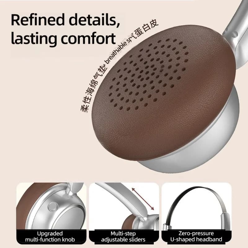 Retro trådløse Bluetooth-hodetelefoner med metallhodebøyle og lang batteritid