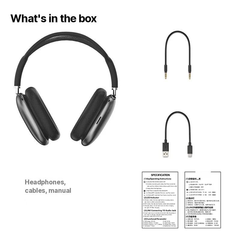 Bluetooth 5.4 hodetelefoner over øret med dreiebryter og FM-radio