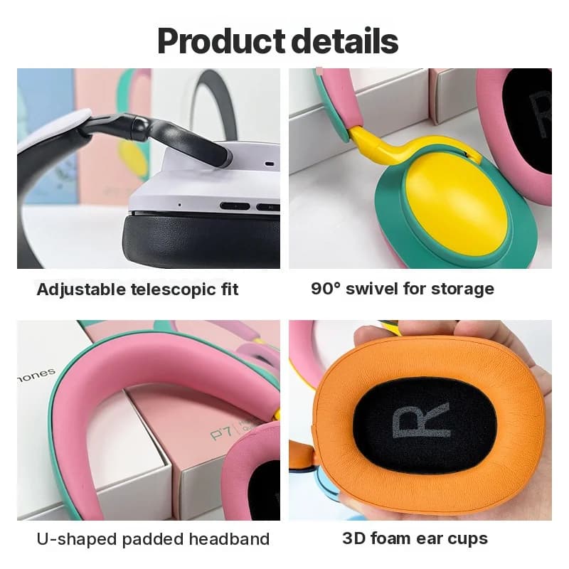Trådløse over-ear Bluetooth-hodetelefoner med mikrofon, FM-radio og Type-C