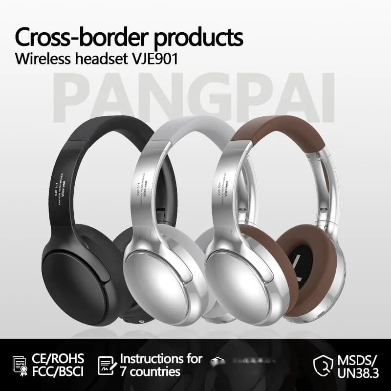 Retro trådløse Bluetooth-hodetelefoner over-ear stereo med mikrofon