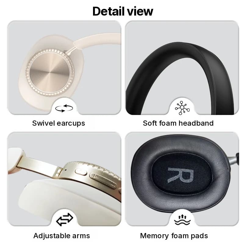 Trådløse over-ear Bluetooth-hodetelefoner med støyreduksjon og etui