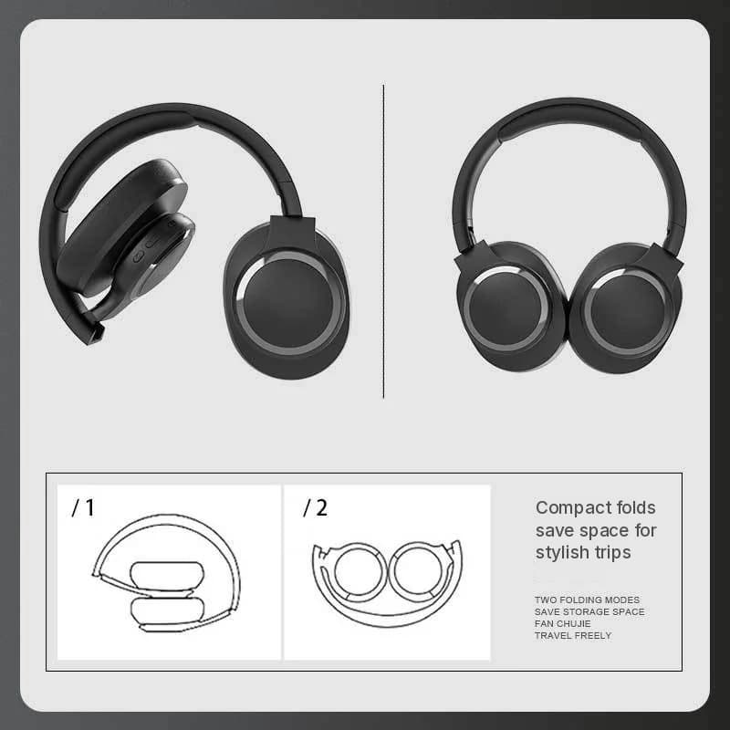 Over-ear trådløse Bluetooth-hodetelefoner med FM-radio og TF-kortspor