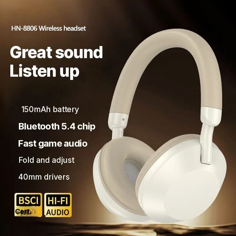 Trådløse over-ear-hodetelefoner med FM-radio og Bluetooth 5.4