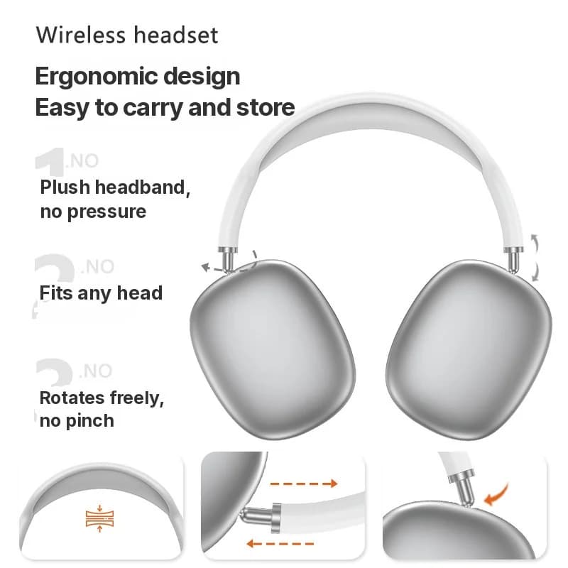 Over-ear trådløse Bluetooth-hodetelefoner med dyp bass og Type-C-lading