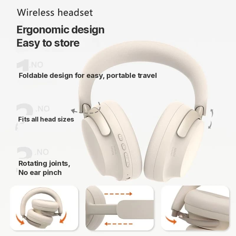 Trådløse Bluetooth-hodetelefoner over øret med Type-C-lading og stereolyd