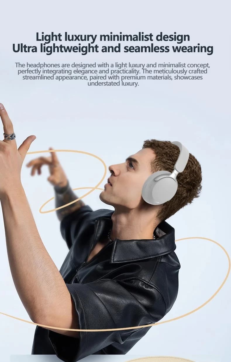 Trådløse over-ear Bluetooth-hodetelefoner med 3D stereolyd og lang batteritid