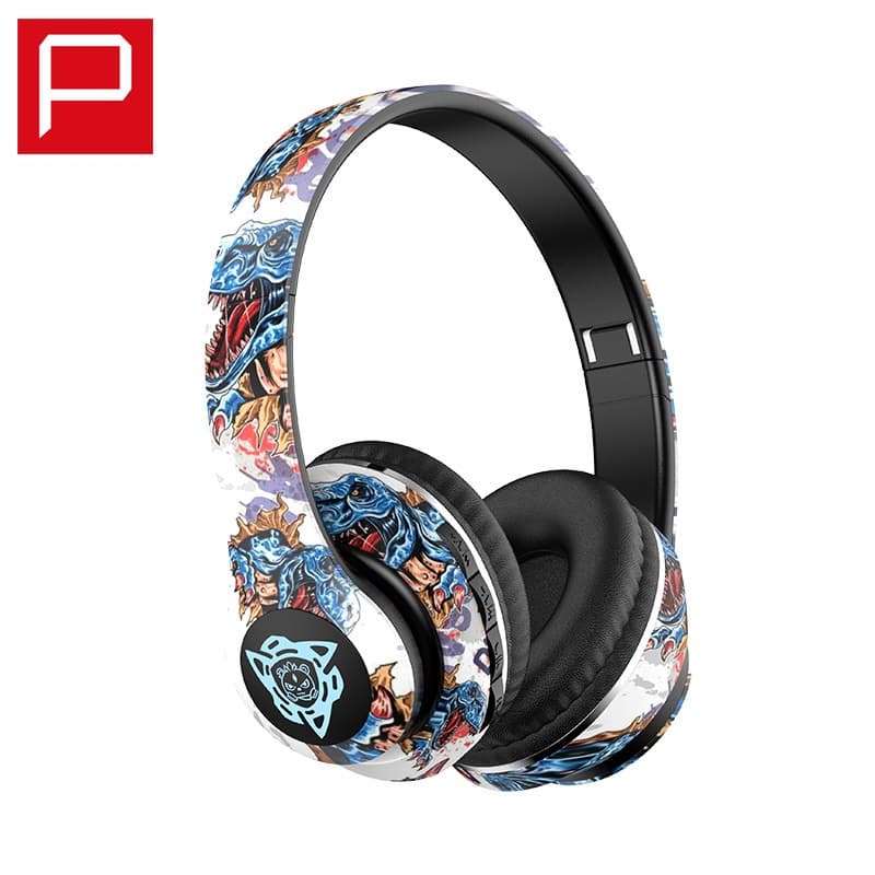 Trådløse Bluetooth-hodetelefoner over øret med graffiti-design, foldbare