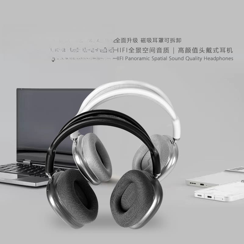 Trådløse over-ear hodetelefoner med magnetiske øreklokker og mesh-hodebånd